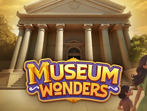 Museum Wonders slot game cover with museum artifact theme